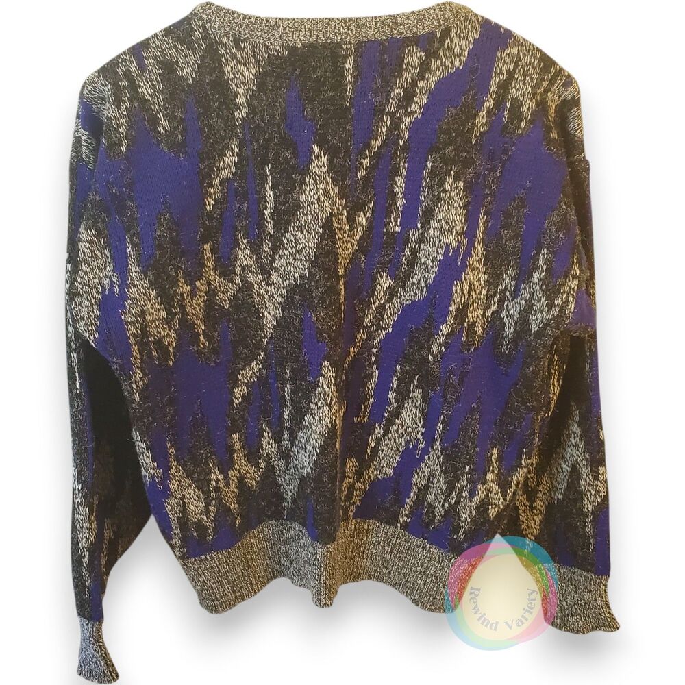 Vintage Spettro Geometric Knit Sweater Purple Men L - Picture 2 of 14